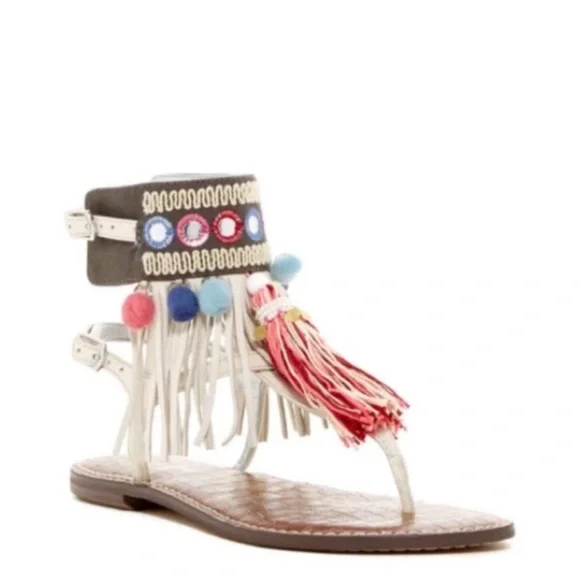 Sam Edelman | Pompom | Embellished | Sandals | Size 10 - Picture 3 of 11